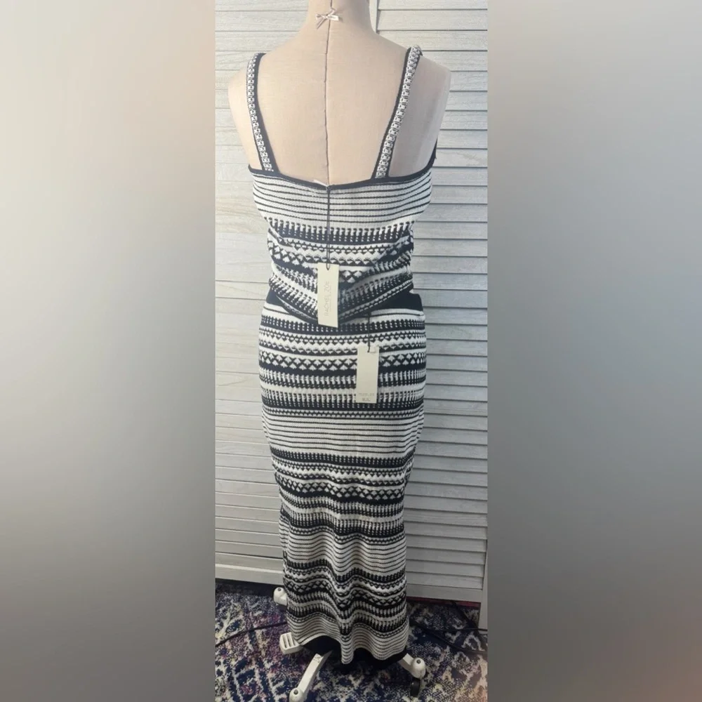 Rachel Zoe Knit Sweater Set Black White Size Medium NWT Two Piece Maxi Skirt